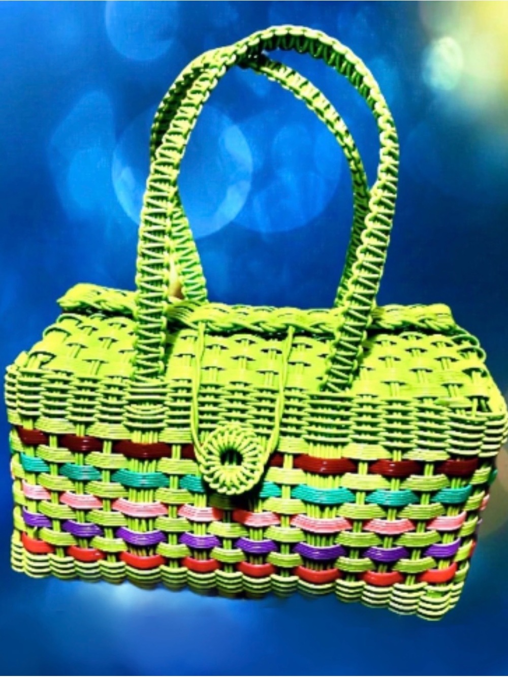 Multicolor Woven Summer PVC Handbag